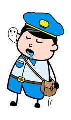 Soul Leaving Postal worker Body Cartoon