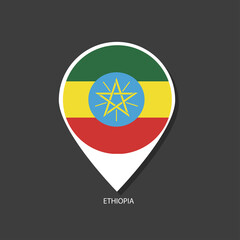 Ethiopia flag Vector marker with flags.	