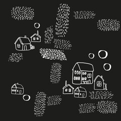 Seamless vector pattern with houses.
