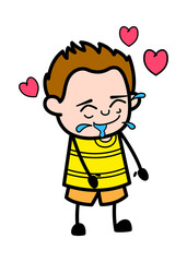 Young Boy Cartoon Drooling in Love