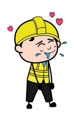 Engineer Cartoon Drooling in Love