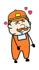 Delivery Man Cartoon Drooling in Love