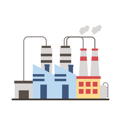 Fototapeta premium industry factory buildings and chimneys flat style icons