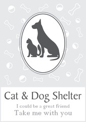 Silhouettes of a cat and a dog in a decorative frame