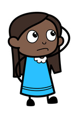Cartoon Black Girl thinking in Confusion