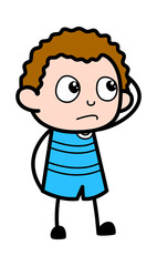 Cartoon Kid thinking in Confusion