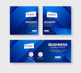 Business conference live meeting social media post web banner with facebook cover template