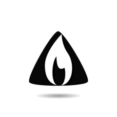 Fototapeta premium Fire flame icon with shadow
