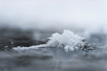 ice crystals on frozen lake