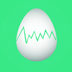 cracked white egg on blue background, logo