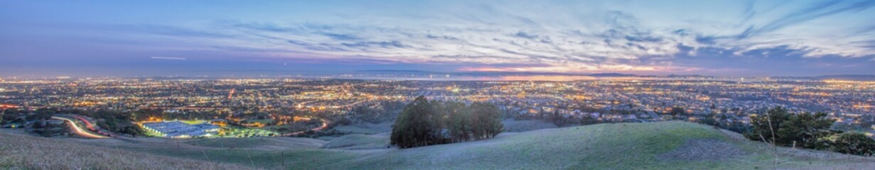 Panorama of San Francisco Bay Area in the Evening