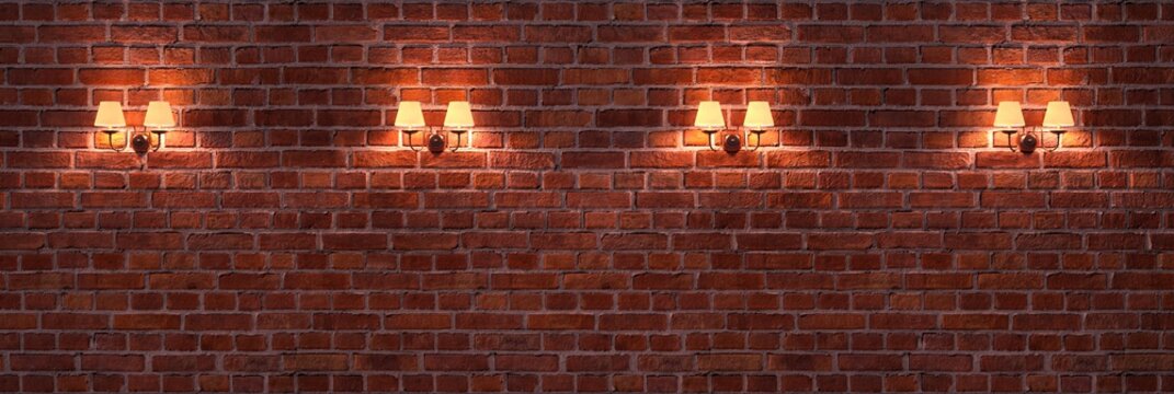 Brick wall with elegant lamps.
