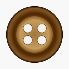 Fototapeta premium brown wooden button with four holes on a white background
