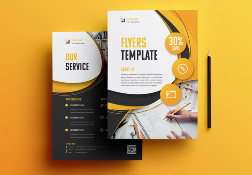 Business Flyer Layout with Yellow and Black Accents