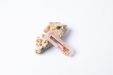 Hair clips on a white background