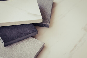 Various stone samples on light background