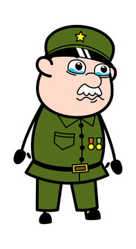 Cartoon Military Man Crying
