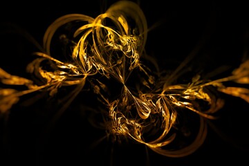 Yellow and gold flames in waves, magical space theme. Background for design and decoration