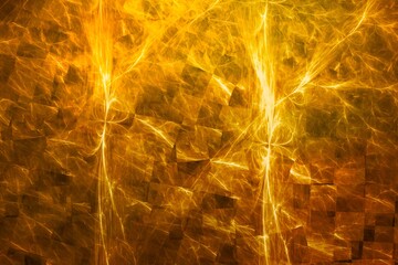 Abstract golden fire and rays, background for design and decoration.