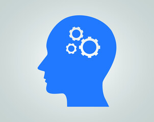 Gear in head icon vector, solid illustration, pictogram isolated