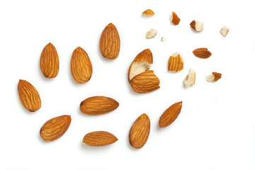 Almonds isolated on white background