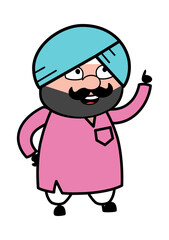 Cartoon Cute Sardar Talking Happy