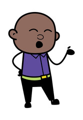 Cartoon Bald Black Man Speaking