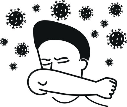 sneeze into elbow icon. corona virus prevention icon 