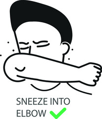 sneeze into elbow icon. corona virus prevention icon 
