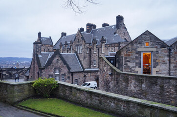Fototapeta na wymiar Medieval historic stone building in Edinburgh, Scotland