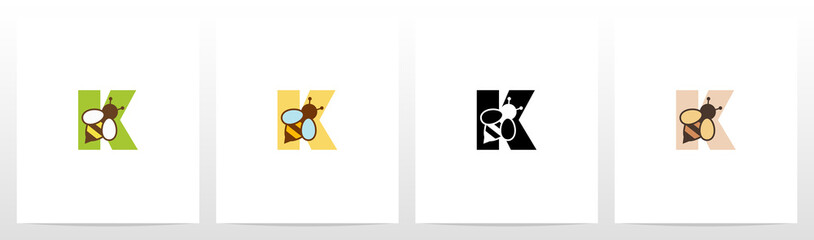 Bee On Letter Logo Design K