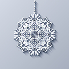 Modern vector decorative ornamental snowflake.