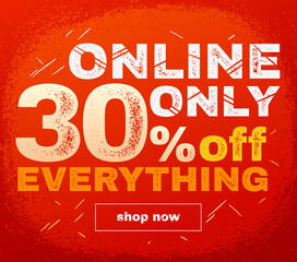 Online only sale banner. Sale and discounts. Vector illustration