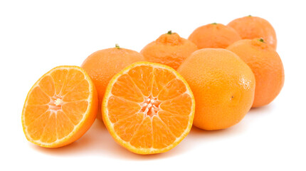 Orange mandarin or tangerine fruit isolated on white background