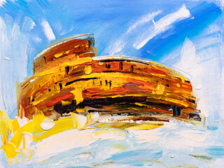 Oil Painting - The Roman Colosseum, Italy