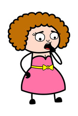 Worried Cartoon Young Lady Thinking