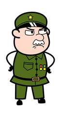 Aggressive Military Man Cartoon