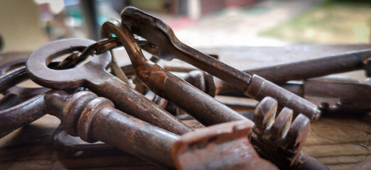 Schlüsselbund rostig und retro Makro