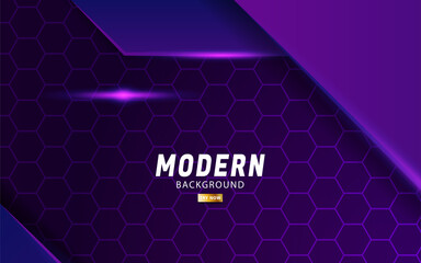 modern abstract premium purple gradient vector background banner design.Overlap layers with paper effect.Realistic light effect on hexagon pattern textured background.vector illustration.