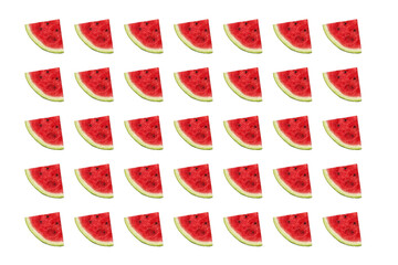 Pattern of slices of juicy ripe red watermelon