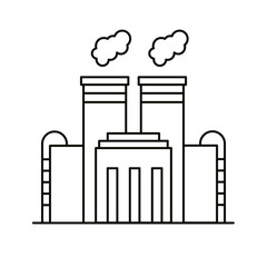 industry factory buildings and chimneys line style icons