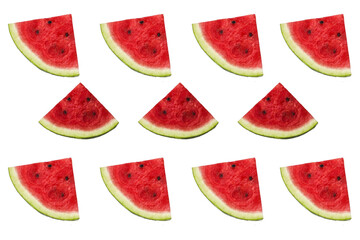 Pattern of slices of juicy ripe red watermelon