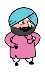 Cartoon Cute Sardar Discussing