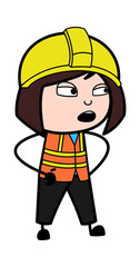 Cartoon Lady Engineer Discussing
