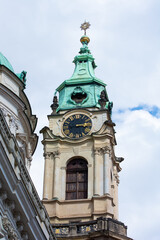 Fototapeta na wymiar Old gothic style clock tower in Prague