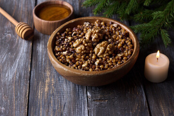 Sochivo, kutya - traditional Slavic holiday ritual dish (Russian, Ukrainian, Belarusian) of whole wheat, poppy, walnuts and honey