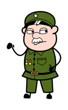 Unamused Military Man Cartoon