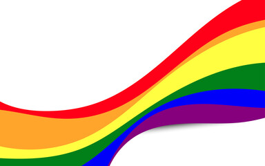 Vector LGBT pride rainbow wave flag of lesbian, gay, and bisexual colorful on white background