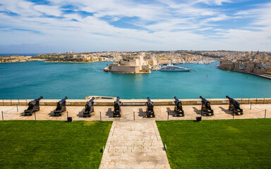 The shooting of the cannons at midday in the Upper Barrakka of Valletta