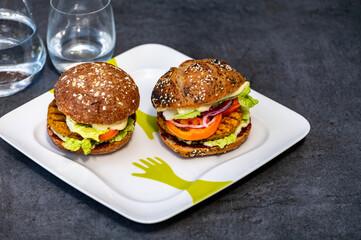 Fresh tasty meat free vegetarian burger made from high quality organic ingredients